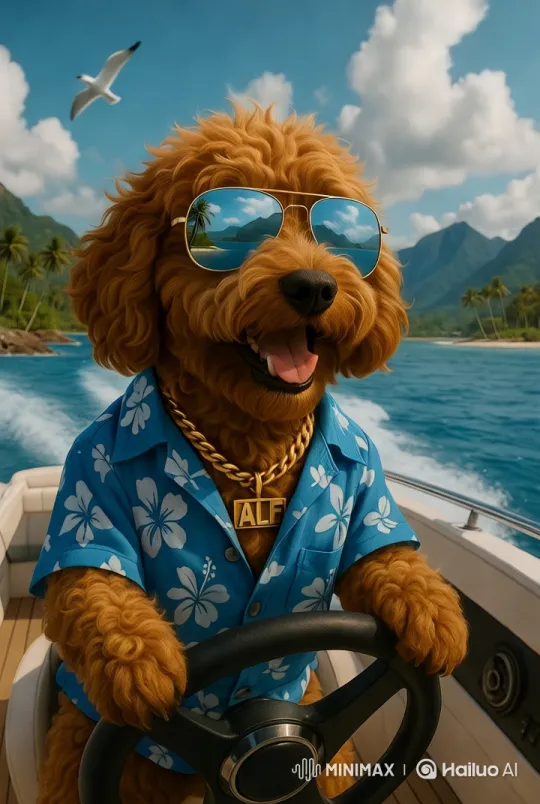 Toy Poodle in Tranquil Mountain Lake Scene – AI Generated Video | Hailuo AI