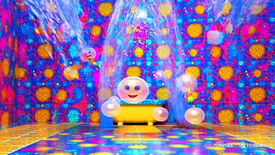 Magical Bathroom with Animated Water and Bubbles – AI Generated Video | Hailuo AI
