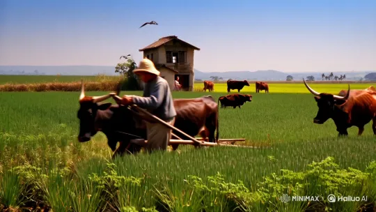 Rural Harmony: Farmer, Nature, and Family Life – AI Generated Video | Hailuo AI