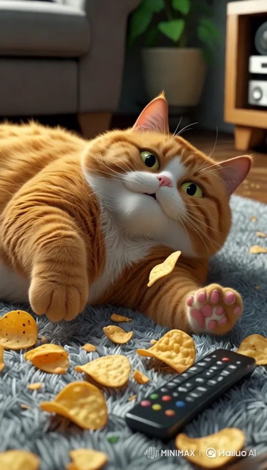 Ginger Cat Playfully Interacts in Cozy Living Room – AI Generated Video | Hailuo AI