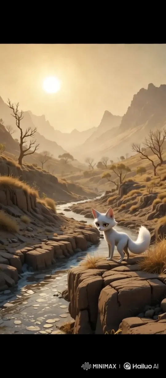 Silver Fox Luna Reflects in a Silent Valley – AI Generated Video | Hailuo AI
