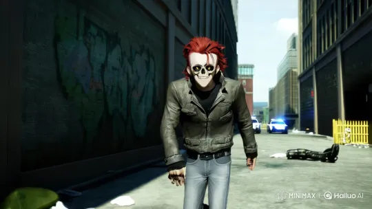 Red-haired Man Evades Police in Gritty Alley Chase – AI Generated Video | Hailuo AI