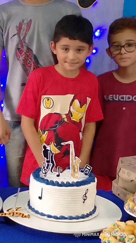 Boy in Iron Man Shirt Anticipates Birthday Cake – AI Generated Video | Hailuo AI