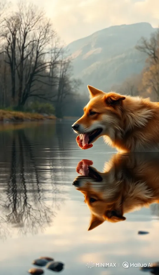 Dog Reflects on Greed by Mistaking Its Own Image – AI Generated Video | Hailuo AI