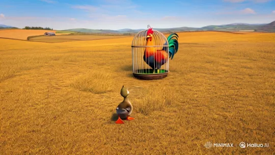 Farmyard Friendship: Rooster and Duck's Bonding Tale – AI Generated Video | Hailuo AI