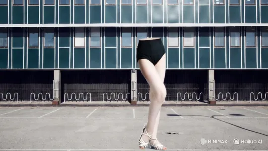 Urban Latin Dance: Legs Gracefully Perform in Parking Lot – AI Generated Video | Hailuo AI