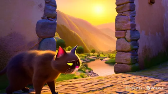 Lost Cat Finds Compassion in a Serene Village – AI Generated Video | Hailuo AI