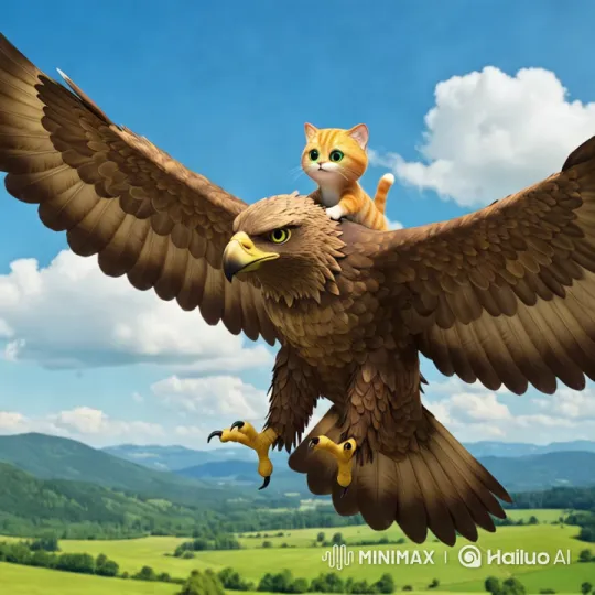 Eagle Carries Cat Over Lush Landscapes – AI Generated Video | Hailuo AI