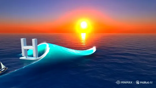 Stunning Sunrise 3D Animation with 'H' Logo and Sailboat – AI Generated Video | Hailuo AI