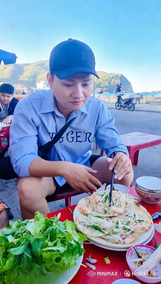 Boy Enjoying Coastal Meal with Vibrant Dishes – AI Generated Video | Hailuo AI