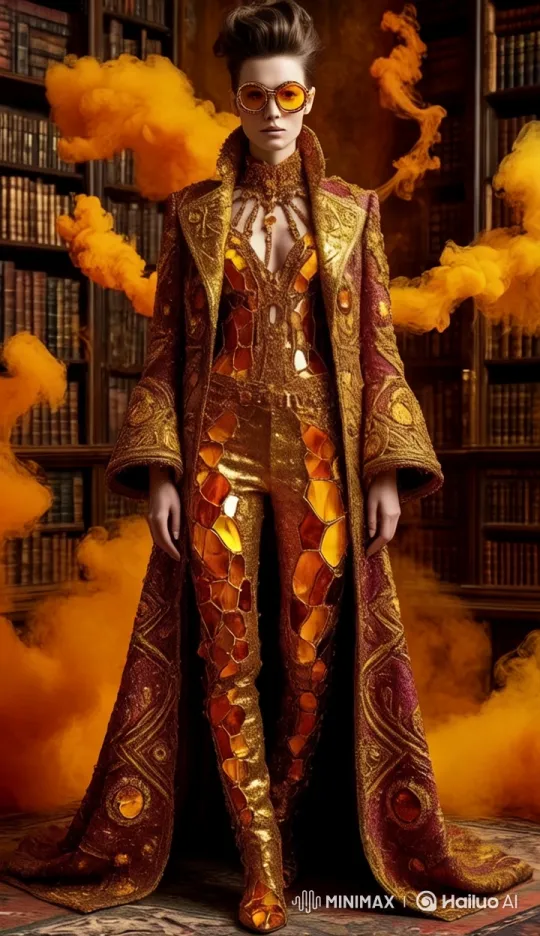 Luxurious Dancer Showcases in Grand Library Setting – AI Generated Video | Hailuo AI