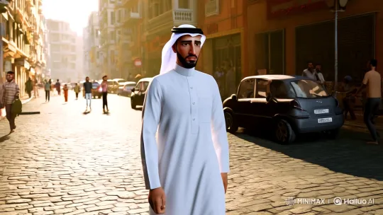 Muslim Man's Walk Through City to Unfolding Dramatic Moment – AI Generated Video | Hailuo AI