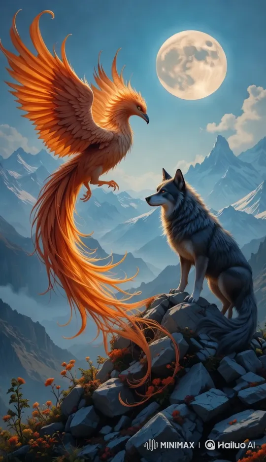 Majestic Hybrid Creature on Mountain Under Full Moon – AI Generated Video | Hailuo AI