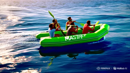 Vibrant Cubans Paddle Urgently on 'MASTIFF' Boat – AI Generated Video | Hailuo AI