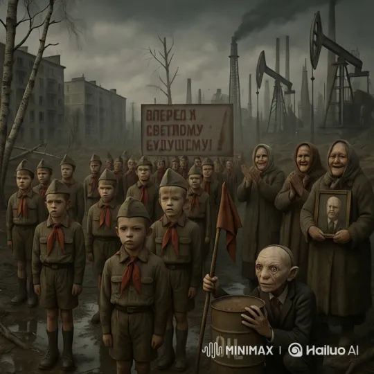 Children's March Amidst Industrial Landscape – AI Generated Video | Hailuo AI