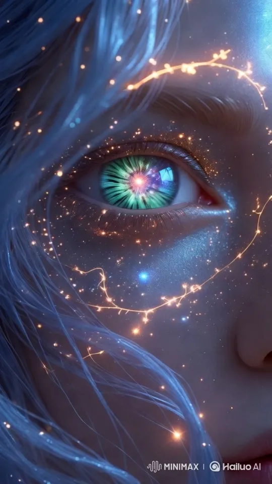 Enchanting Sorceress's Eye with Living Starlight – AI Generated Video | Hailuo AI