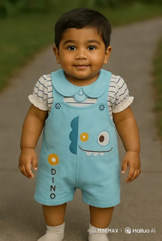 Baby Plays Happily in Dino Romper on Playmat – AI Generated Video | Hailuo AI