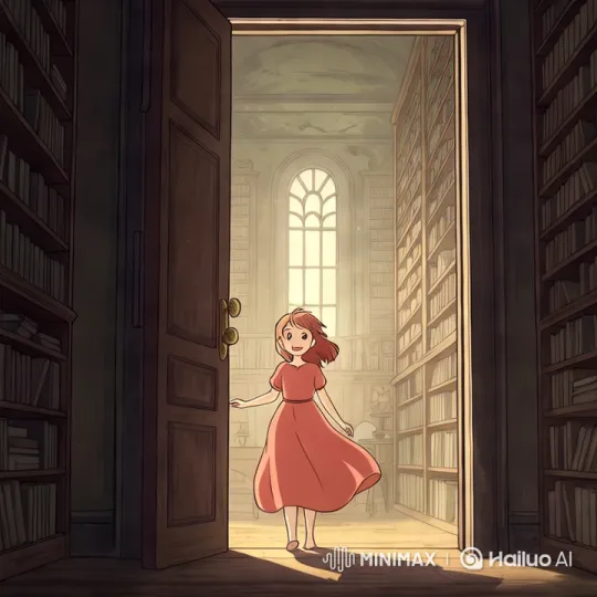 Redheaded Girl Explores Majestic Library in Cinematic 4K – AI Generated Video | Hailuo AI
