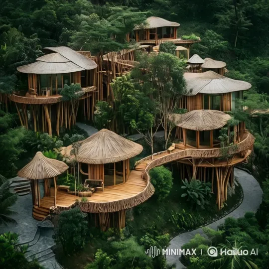 Harmonious Treehouse Complex in Lush Forest – AI Generated Video | Hailuo AI