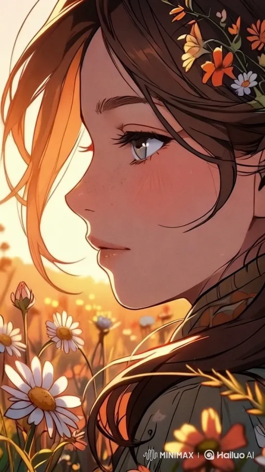 Young Woman in Flowery Field - Live2D Animation – AI Generated Video | Hailuo AI
