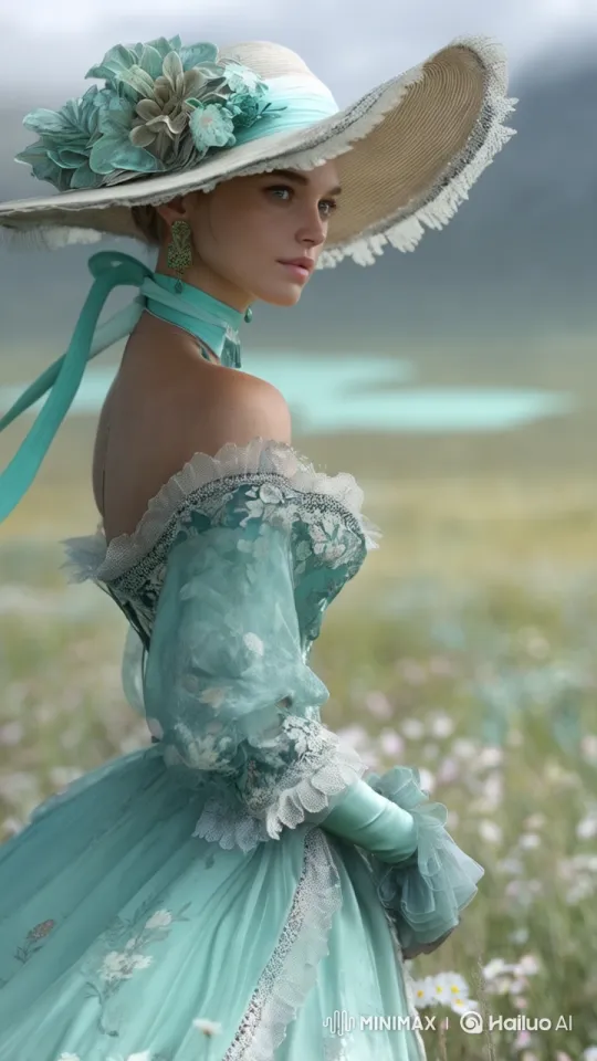 Victorian Woman in Pastoral Serenity with Graceful Movements – AI Generated Video | Hailuo AI