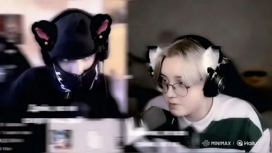Intimate Moment of Two Individuals in Cat Ear Headbands – AI Generated Video | Hailuo AI