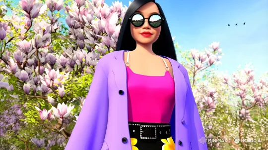 Asian Woman in Elegant Garden with Castle Background – AI Generated Video | Hailuo AI