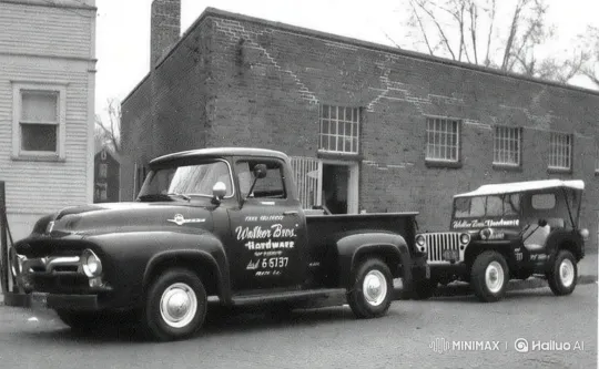 Vintage Aesthetic: Walker Bros. Hardware and Classic Vehicles – AI Generated Video | Hailuo AI
