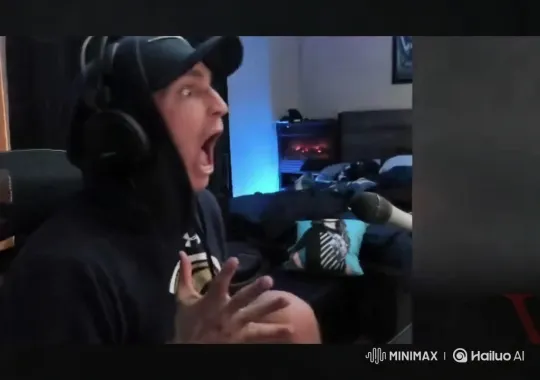 Bald Man Drinks Gfuel in Aesthetic Dim Room – AI Generated Video | Hailuo AI