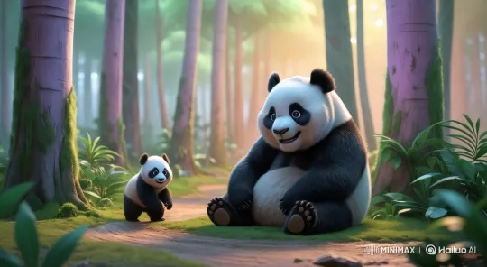 Panda Interactions in Tranquil Bamboo Forest – AI Generated Video | Hailuo AI