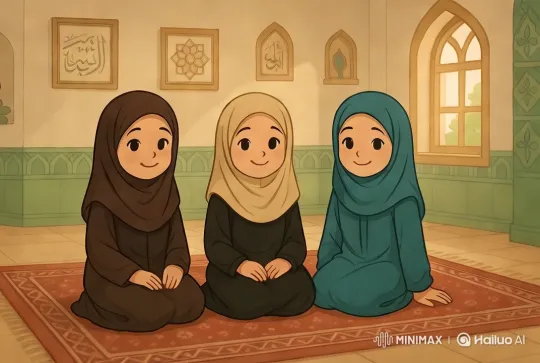 Three Muslim Girls in Serene Islamic Setting – AI Generated Video | Hailuo AI
