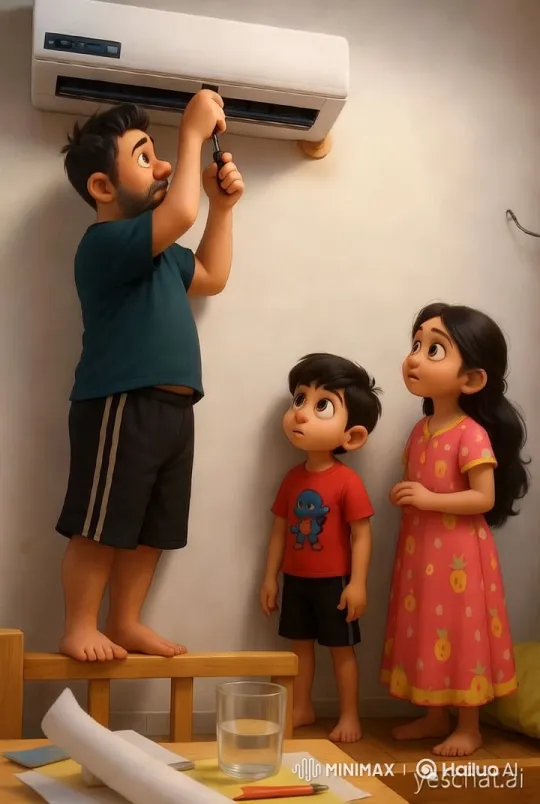 Children's Excitement Over DIY Air Conditioner Repair – AI Generated Video | Hailuo AI
