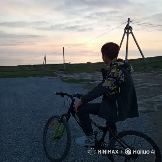 Cyclist Takes Off on Ramp in Sunset-Lit Landscape – AI Generated Video | Hailuo AI