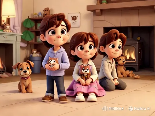 Family Bonds Over Stormy Night's New Puppy Care – AI Generated Video | Hailuo AI