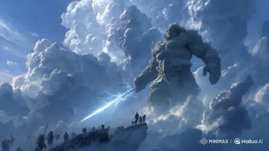 Storm Titan Wields Lightning in Epic Clash – AI Generated Video | Hailuo AI