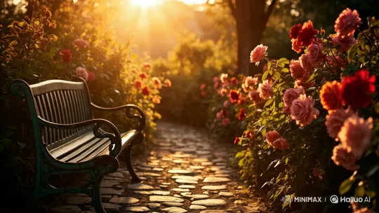 Romantic Rose Garden at Sunset: A Tranquil Escape – AI Generated Video | Hailuo AI