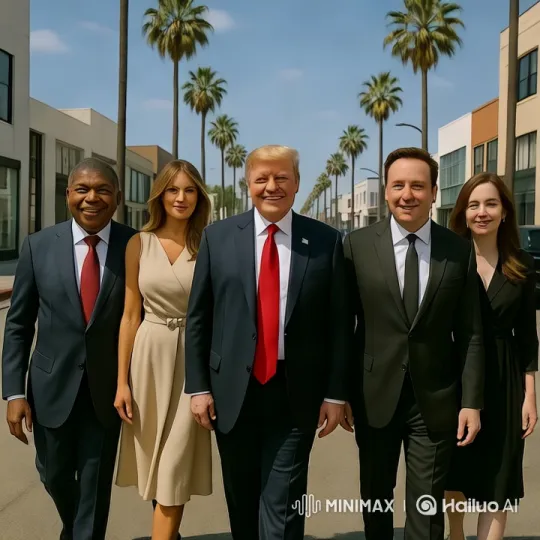 Formal Group Walks with Purpose in LA Streetscape – AI Generated Video | Hailuo AI