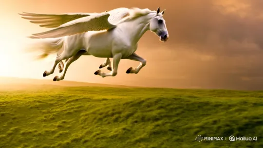 Majestic Winged Horses Descend in Enchanted Meadow – AI Generated Video | Hailuo AI