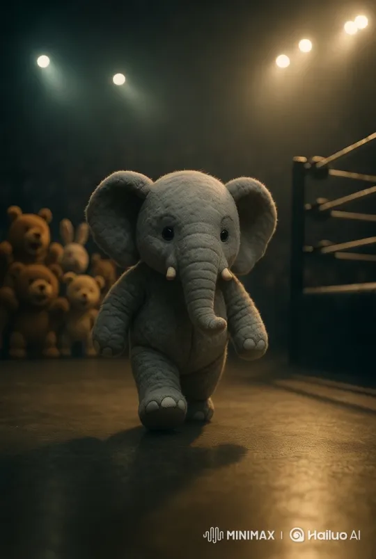 Plush Elephant Leads Team to Wrestling Ring – AI Generated Video | Hailuo AI