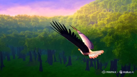 Stunning Animation of Eagle's Flight Over Vibrant Nature – AI Generated Video | Hailuo AI