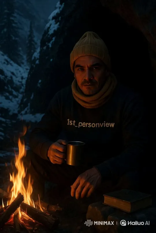 Winter Serenity: Man, Fire, and Snowy Landscape – AI Generated Video | Hailuo AI