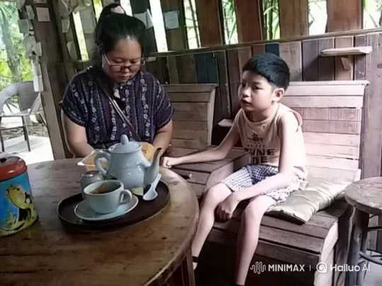 Mother and Child Share Intimate Moment in Rustic Setting – AI Generated Video | Hailuo AI
