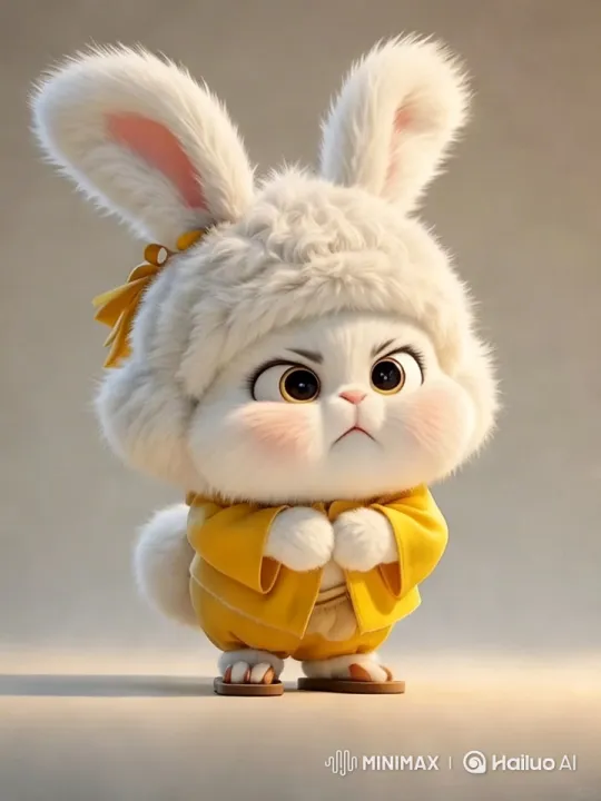 Fluffy Bunny Poses for Playful Fight in Aesthetic Video – AI Generated Video | Hailuo AI