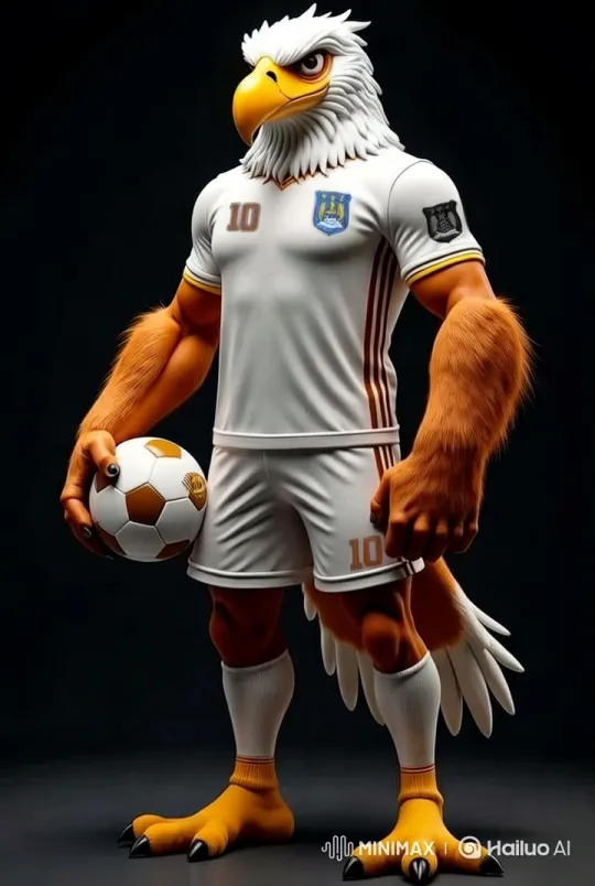 Anthropomorphic Eagle Strides Confidently in Football Stadium – AI Generated Video | Hailuo AI