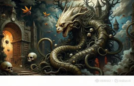 Majestic Dragon and Bees in Dark Gothic Setting – AI Generated Video | Hailuo AI