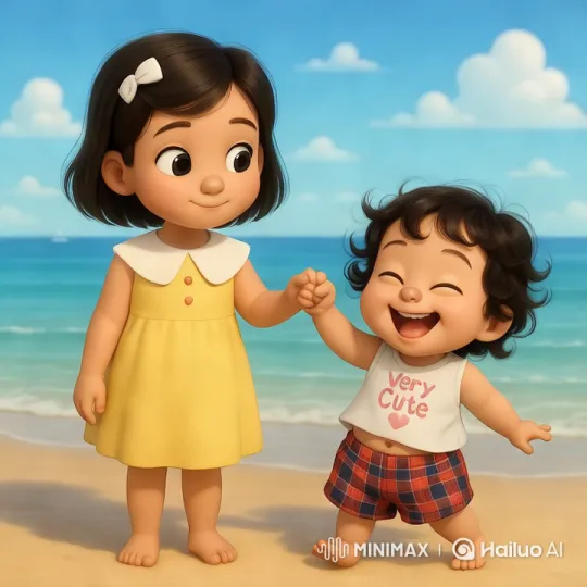 Carefree Childhood on a Sunny Beach – AI Generated Video | Hailuo AI