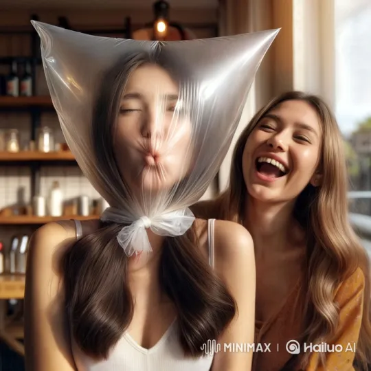 Woman Breathes into Plastic Bag, Girlfriend Laughs – AI Generated Video | Hailuo AI