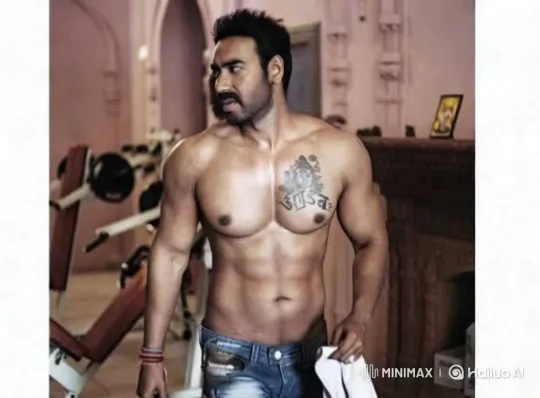 Muscular Man Showcases Tattoo in Sophisticated Gym Setting – AI Generated Video | Hailuo AI