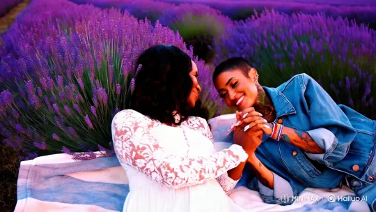 Romantic Sunrise Moment in Lavender Field – AI Generated Video | Hailuo AI