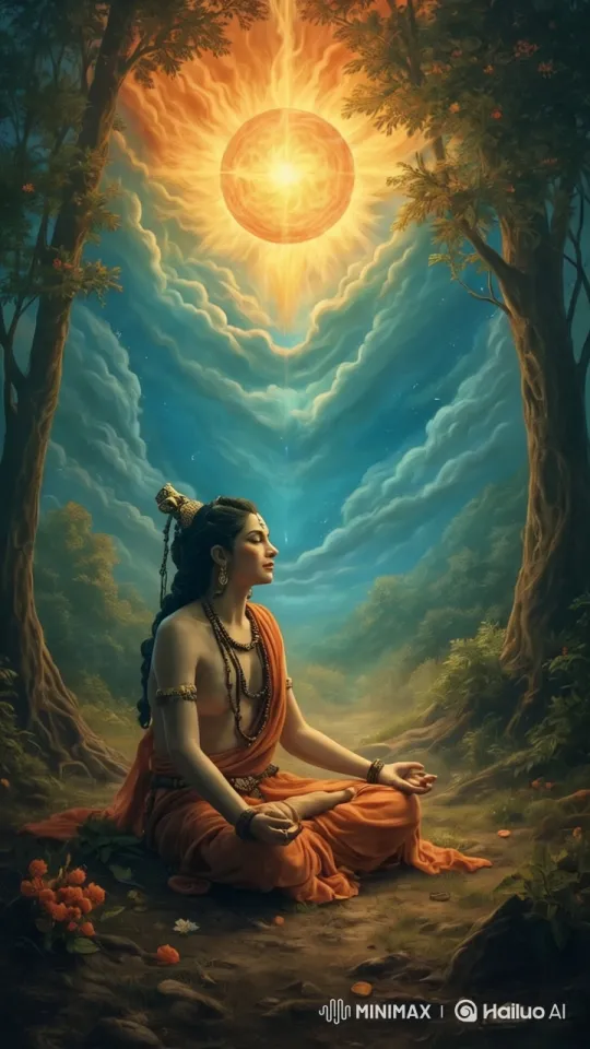 Meditative Figure in Mystical Forest with Radiant Orb – AI Generated Video | Hailuo AI